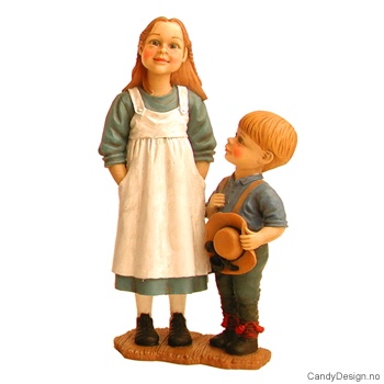 Doble Carl Larsson ungdommer stående - Pike med liten gutt