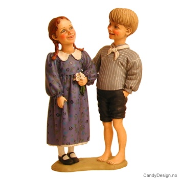 Carl Larsson figurer  Pike og gutt med grå skjorte