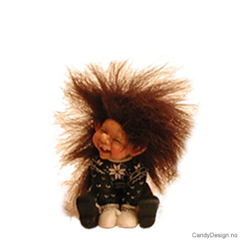 Troll i sorte og hvite klær - Med hånd til munn