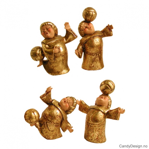 Munker som spiller fotball - gull/antikk