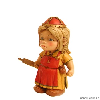 Vikingpike med kjede i gult m/rødt