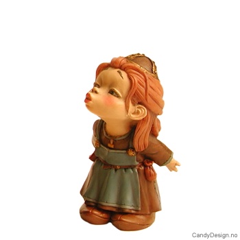 Kyssende vikingpike i brun/blå