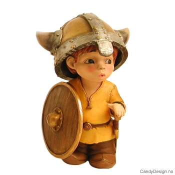 Vikinggutt med sverd på siden i gult