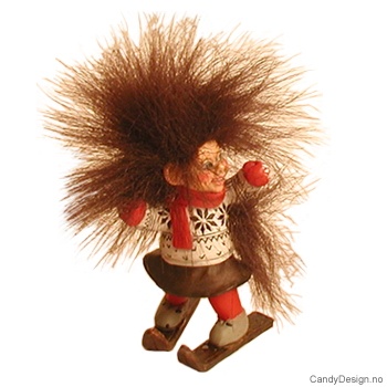 Troll på ski med fluffy hår