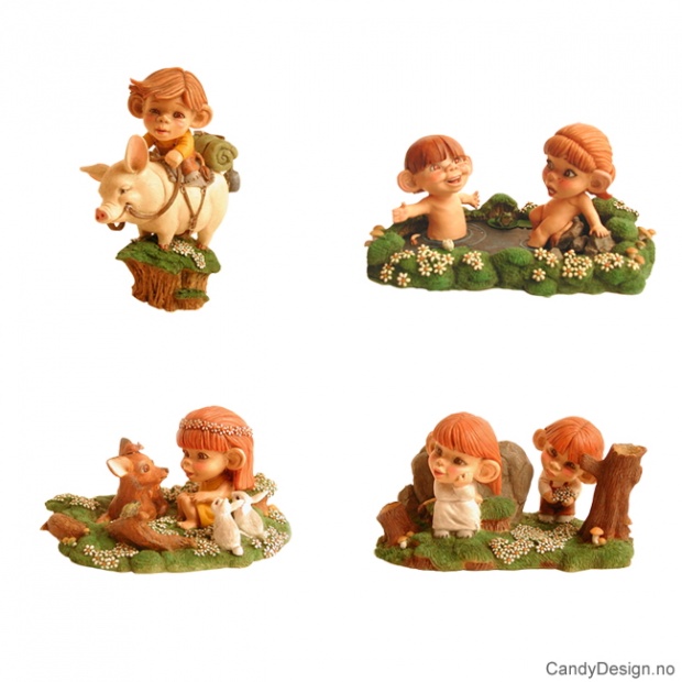 Små tablå med trollbarn assortert