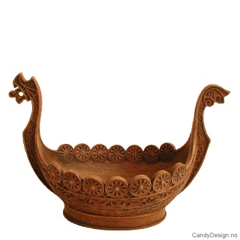 Antikvitet stor brun - Vikingskip  (drakestil)