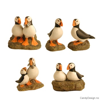 Assorterte lundefugler i farger