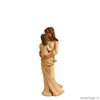 Mor med datter i armene  mini figur