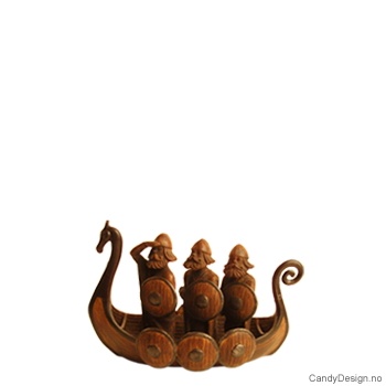 Vikingskip med 3 vikinger