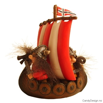 Vikingskip suvenir med vikingtroll