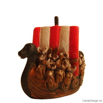 Vikingskip suvenir med vikinghoder