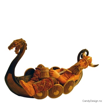 Beruset viking i skip - i farge