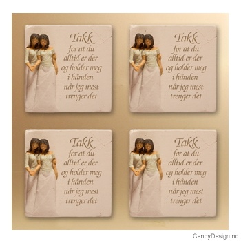 Magnetplate med kvinnefigur - Takk for at du alltid er der og holder meg i hånden når jeg mest trenger det  (søstre)