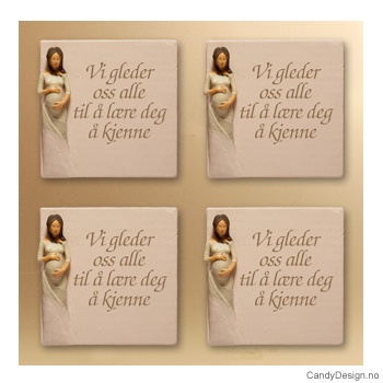 Magnetplate med kvinnefigur - Vi gleder oss alle til å lære deg å kjenne  (gravid)