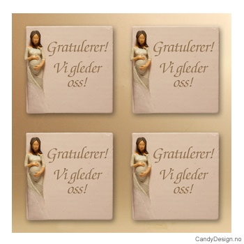 Magnetplate med kvinnefigur - Gratulerer! Vi gleder oss!  (gravid)