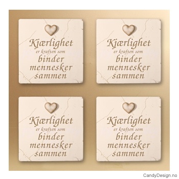 Magnetplate med hjerte og tekst - Kjærlighet er kraften som binder oss mennesker sammen
