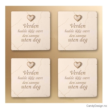 Magnetplate med hjerte og tekst - Verden hadde ikke vært den samme uten deg