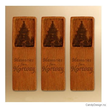 Woodstyle magnet plater med tekst  Stavkirke magnet  Memories from Norway
