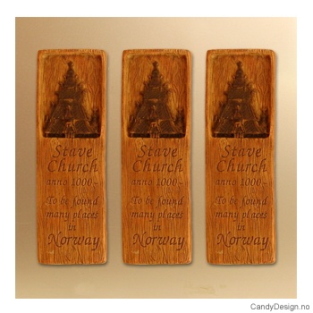 Woodstyle magnet plater med tekst  Stavkirke magnet Anno 1000- To be found many places in Norway