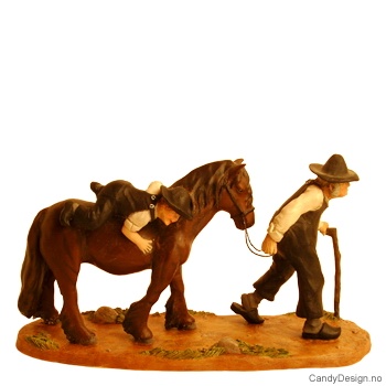 Bestefar med lillegutt til hest