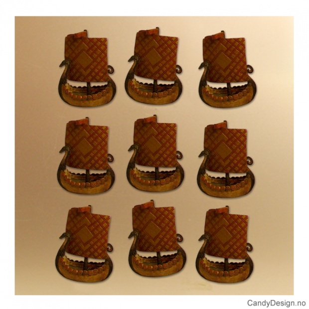 Små viking magneter - vikingskip med rutete seil