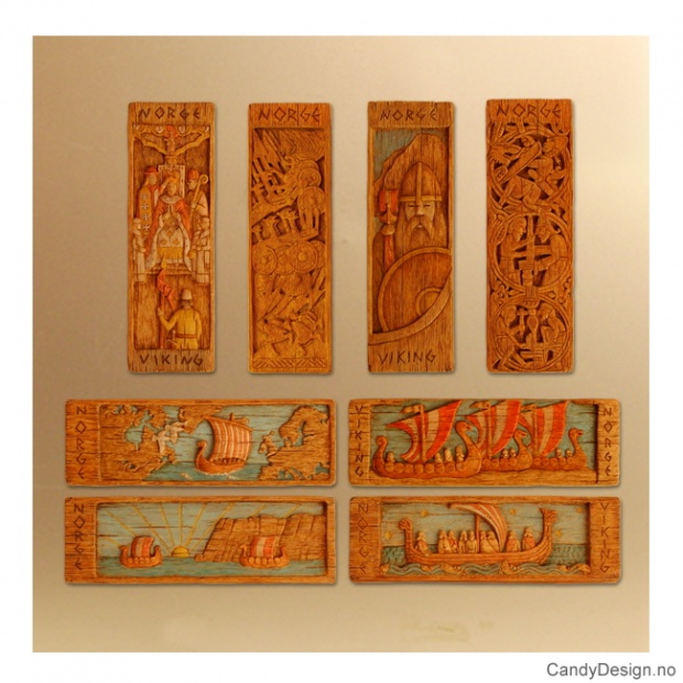 Viking suvenir magnetplater i farger assortert