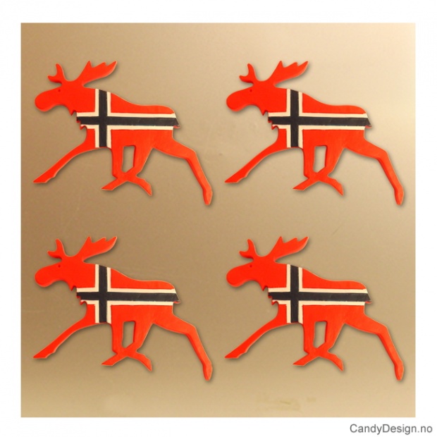 Løpende flat elg med magnet i Norske farger