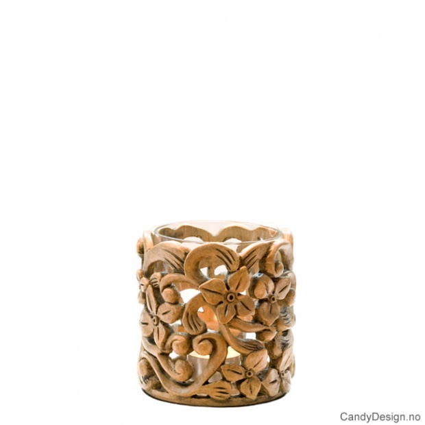 Liten stormlykt dypt mønster blomster