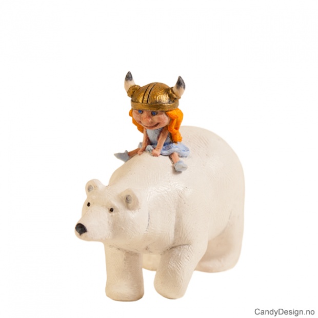 Viking jente sittende på en isbjørn