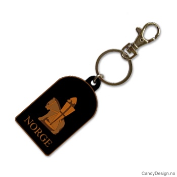 Suvenir nøkkelring i myk PCV - Høykant med brun viking til hest