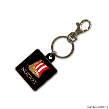 Suvenir nøkkelring i myk PCV  Firkantet med vikingskip