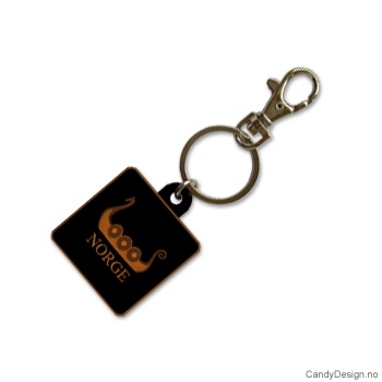 Suvenir nøkkelring i myk PCV  Firkantet med brunt vikingskip