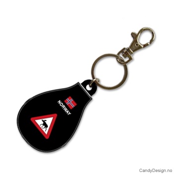 Suvenir nøkkelring i myk PCV - Oval med elgskilt