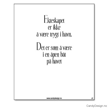 Kjøleskapsmagnet i gummi med visdomsord - Ekteskapet er ikke å være trygt i havn. Det er som å være i en åpen båt på havet