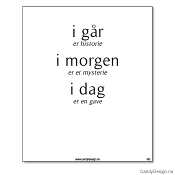 Kjøleskapsmagnet i gummi med visdomsord - I går er historie i morgen er et mysterie i dag er en gave