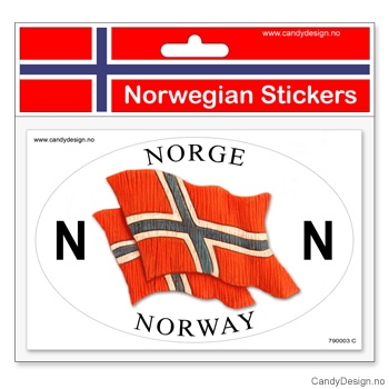 Dobbelflagg med N  - ovalt klistremerke for bil