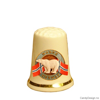 Fingerbøl med isbjørn og Norske flagg motiv