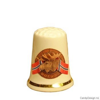 Fingerbøl med elg og Norske flagg motiv