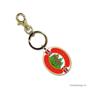 Nøkkelring i silikon med Norway - Oval med elg