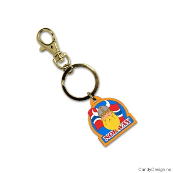 Nøkkelring i silikon med Norway - Rund med viking (blå)