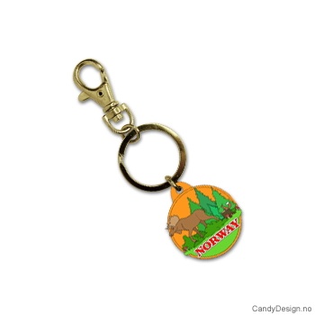 Nøkkelring i silikon med Norway - Rund med elg