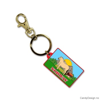 Nøkkelring i silikon med Norway - Firkantet med hest