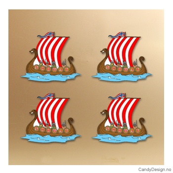 Magnet i silikon med Norway - Vikingskip (fra siden)