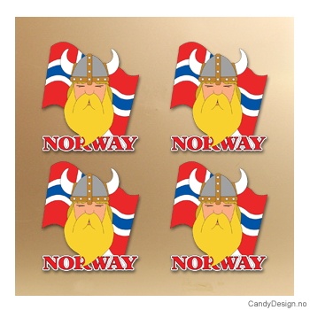 Magnet i silikon med Norway - Viking med flagg