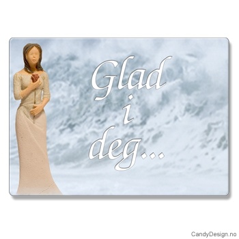 Metallmagneter med kvinnefigurer og tekst - Glad i deg...