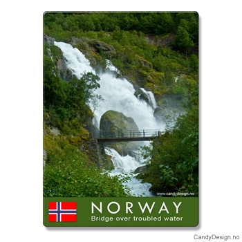 Metallmagneter med Norske naturbilder - Bro over foss