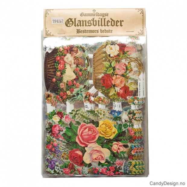 Glansbilder - Barn og blomster uten glitter
