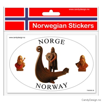 Ovalt klistremerke for bil med vikinger