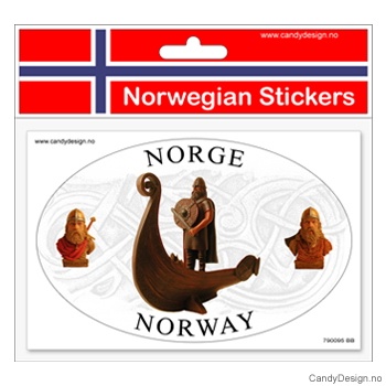 Ovalt klistremerke for bil med vikinger