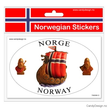 Ovalt klistremerke for bil med vikingskip